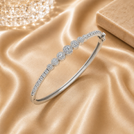 1.30 Ct Micro Pave Set Halo Natural Round Diamond Bangles In 18kt Gold For Women (Copy)