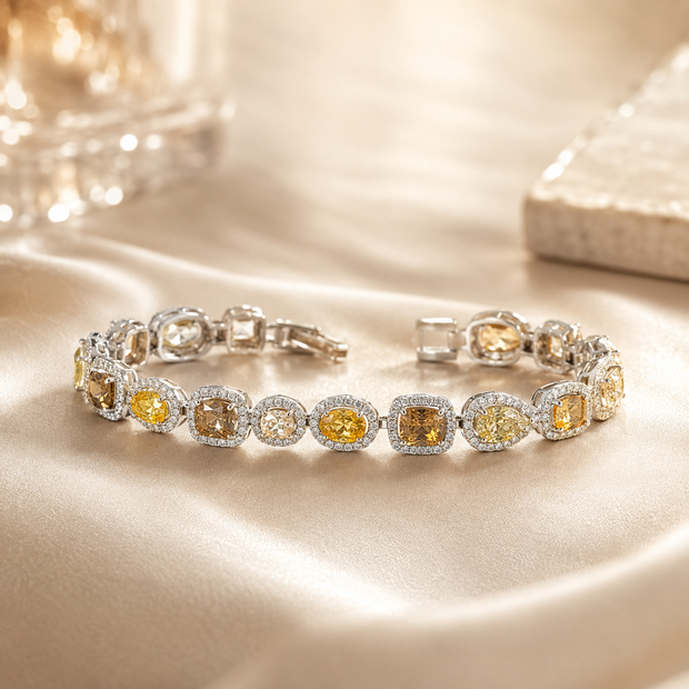 15.16 Carat Natural Fancy Multy Shape Diamond Halo Designer Bracelet In Platinum
