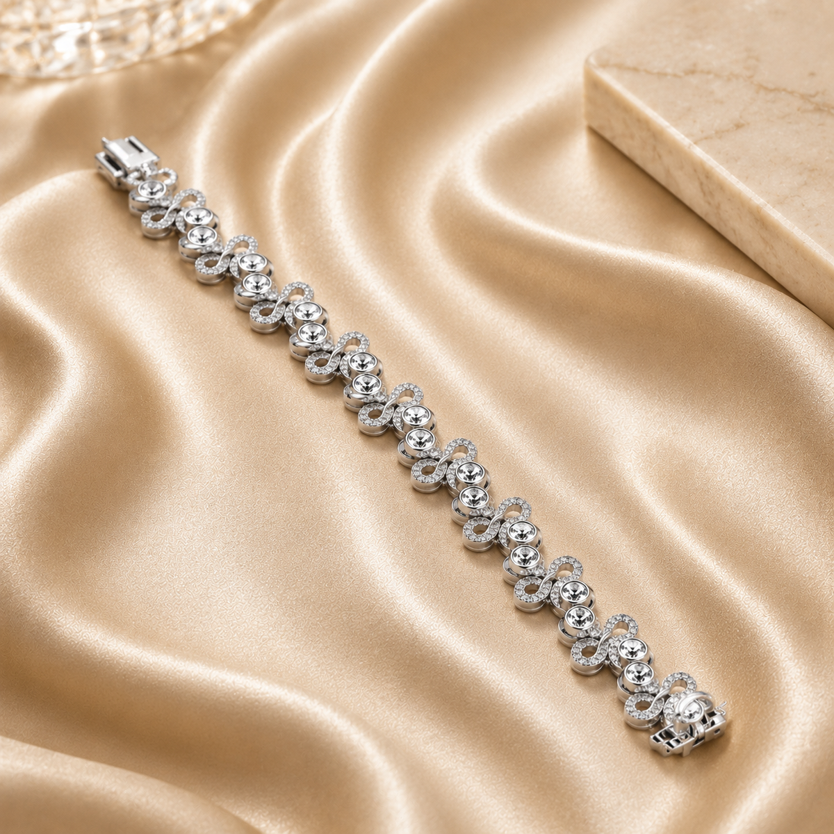 4.25ct Natural Round Diamond Bezel & Micro Set Bracelet In 18k White Gold