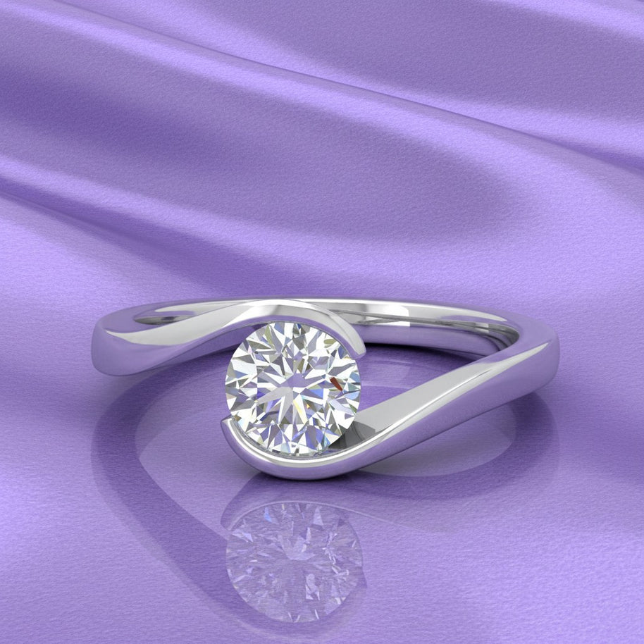Round Diamond Tension Set Solitaire Engagement Ring
