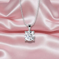 0.80ct Solitaire Round Diamond Pendant With Chain Crafted In White Gold