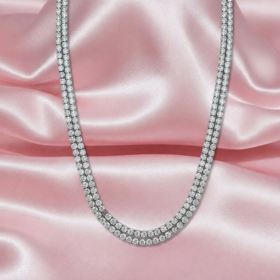 Natural 10.00 Carat D/vvs Round Diamond Tennis Necklace, 21 Inches In Platinum