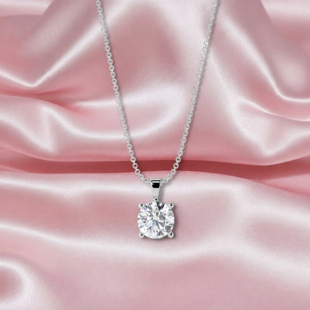 1.00 Ct Natural Round Diamond Solitaire Pendant In 18k White Gold With Chain