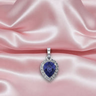 Aaa 2ct Tanzanite Pear & Diamond Halo Pendant In 18k Gold Comes With Chain