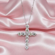 Top Quality 10.76ct Natural Round Diamond Cross Pendant With Chain In 18k White Gold