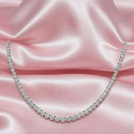 Natural 14.12carat Round Diamond Graduated Tennis Necklace In 18k White Gold