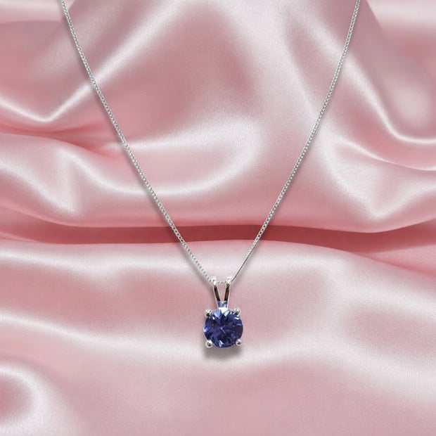Beautiful 1.00 Ct Round Tanzanite Diamond Pendant In White Gold Gift For Her!!