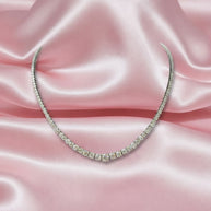 D-f/vs 11.00ct Round Diamond Graduated Necklace In Hallmarked 18k White Gold 22 Grams