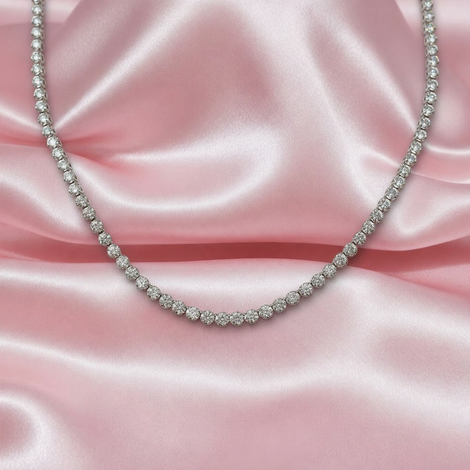 Top Quality... D/vs 8.00 Ct Natural Round Diamond Tennis Necklace In 18k White Gold - 35 Gram