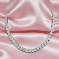 Baguette And Round Diamond Designer Necklace For Womens In 9k White Gold F/vs 18.00 Carat