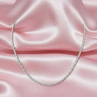 Last Piece ! Certified 3.50ct Round Diamond Tennis Necklace In Hallmarked Gold