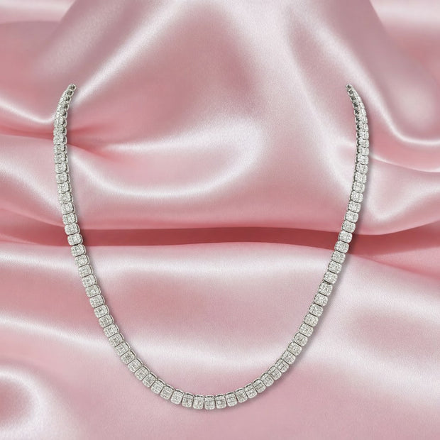 Natural Round & Baguette Diamond Designer Necklace For Women's In 18k Gold 19.80 Carat