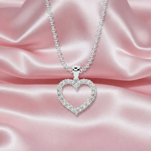 0.33ct Heart Shape Diamond Pendant With Chain , White Gold