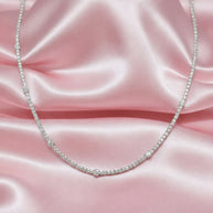 Rrp £15000 F/vs 6.25ct Round Diamond Tennis Necklace, Hallmark 18k White Gold