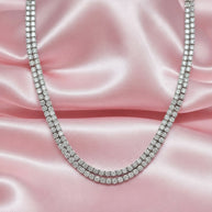 Natural 10.00 Carat D/vvs Round Diamond Tennis Necklace, 21 Inches In Platinum