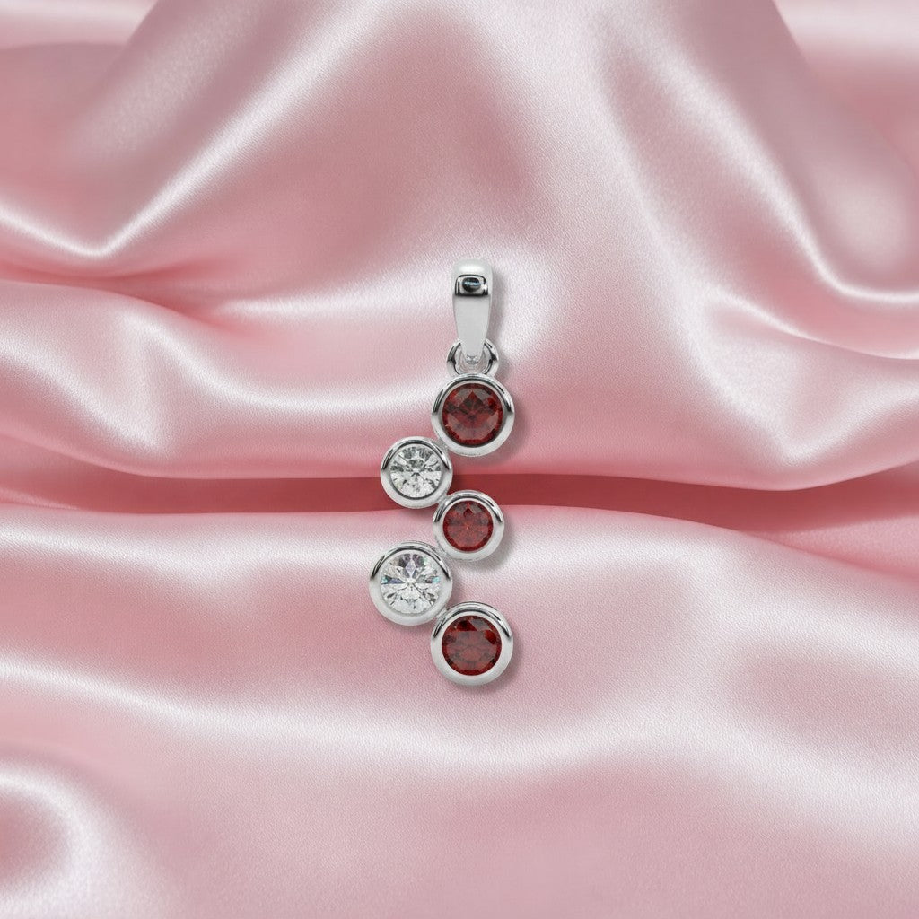 1.00 Ct Ruby & Diamond Bezel Set Designer Pendant Crafted In White Gold