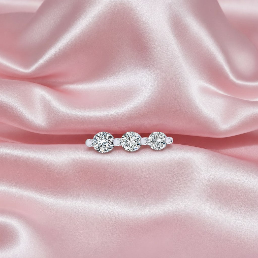 0.50ct 3 Stone Solitaire Diamond Pendant In 18k White Gold Comes With Chain