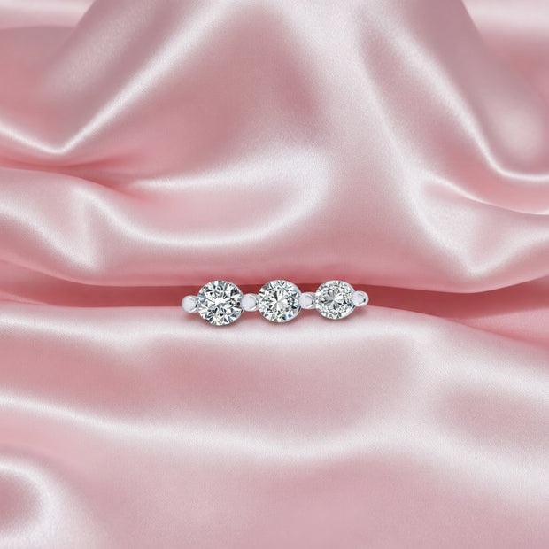 0.50ct 3 Stone Solitaire Diamond Pendant In 18k White Gold Comes With Chain