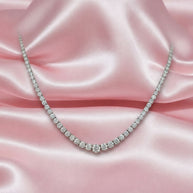 28.05ct F/vs Natural Round Diamond Graduated Necklace Crafted In 18k White Gold