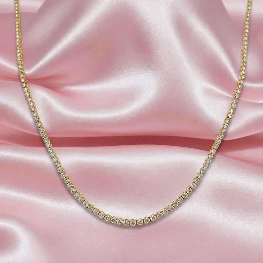 D-f/vs 10.00ct Round Diamond Graduated Necklace In Hallmarked 18k Yellow Gold 25 Grams