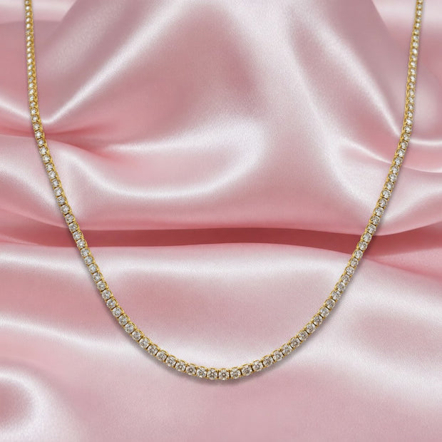 D-f/vs 10.00ct Round Diamond Graduated Necklace In Hallmarked 18k Yellow Gold 25 Grams