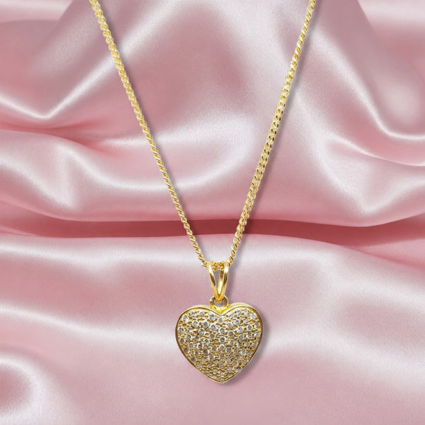 Christmas Gift ! 0.70 Ct Natural Round Diamond Heart Shape Pendent With Chain 18k Yellow Gold