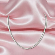 4ct Round Diamond Tennis Necklace, Hallmarked White Gold - 21 Gram