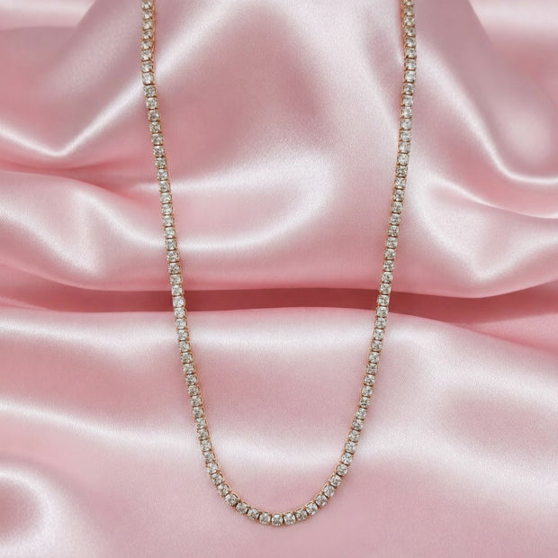 10.16ct D-f/si Natural Round Diamond Tennis Necklace In Hallmarked In Yellow Gold