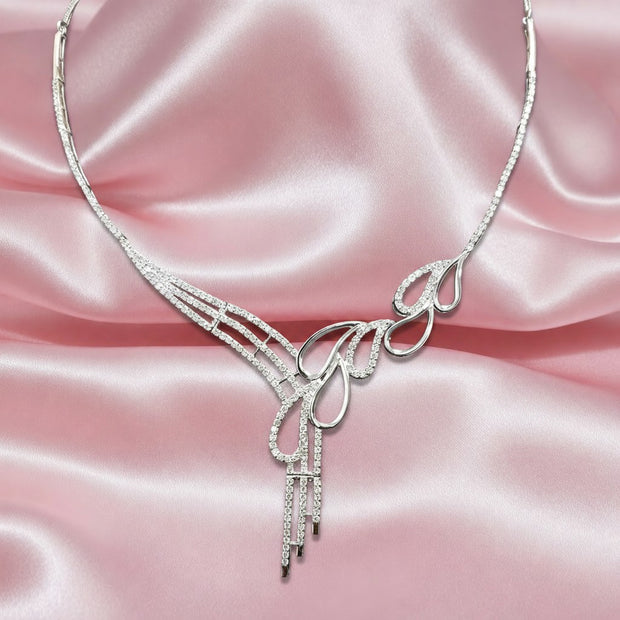 3.15ct F/vs Round Diamond Designer Necklace Uk Hallmark 18k White Gold