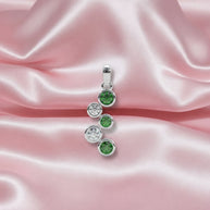 1.00ct Green Emerald & Diamond Bezel Set Designer Pendant Crafted In White Gold
