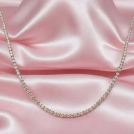 10.05ct Natural Round Diamond Straight Line Tennis Necklace In Rose Gold - 21