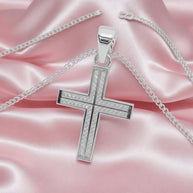 Last Piece F/vs 0.50 Carat Princess Diamond Cross Pendant With Chain, White Gold