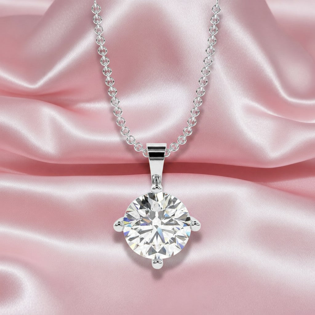 Natural Round Brilliant Diamond Solitaire Pendant For Women's With Chain