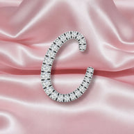 Natural 0.30ct Round Diamond Initial Letter (c) Pendant Without Chain In White Gold