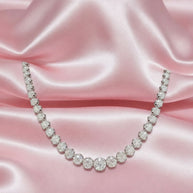 30.00 Ct Natural Round Diamond Graduated Tennis Necklace Hallmarked In 18k White Gold