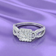 Princess Diamond Halo Designer Engagement Ring
