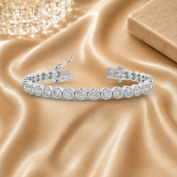 3ct Round Diamond Bezel Set Bracelet In Hallmarked Gold