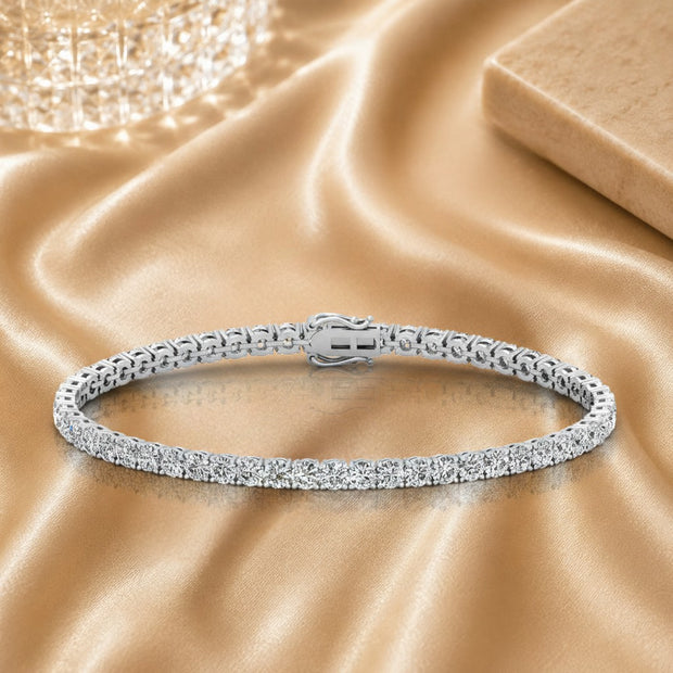 New Year Sale...! F/vs 2.00 Ct Natural Round Diamond Tennis Bracelet In 18k White Gold