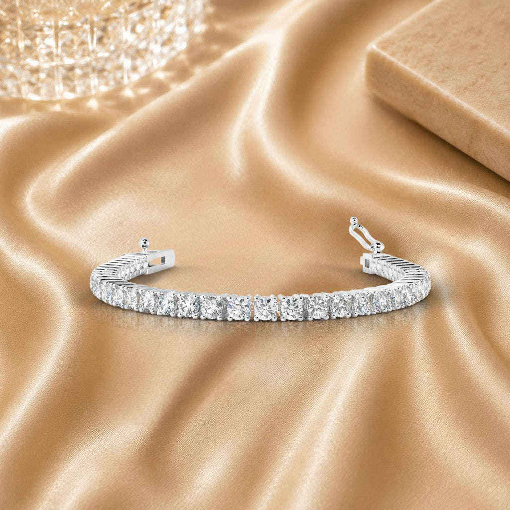 Natural 5.00 Ct Round Diamond Tennis Bracelet In Hallmarked 18k White Gold