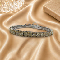 Wgi Certified 28.54 Carat Fancy Intense Yellow Cushion Diamond Tennis Bracelet In 18k Gold