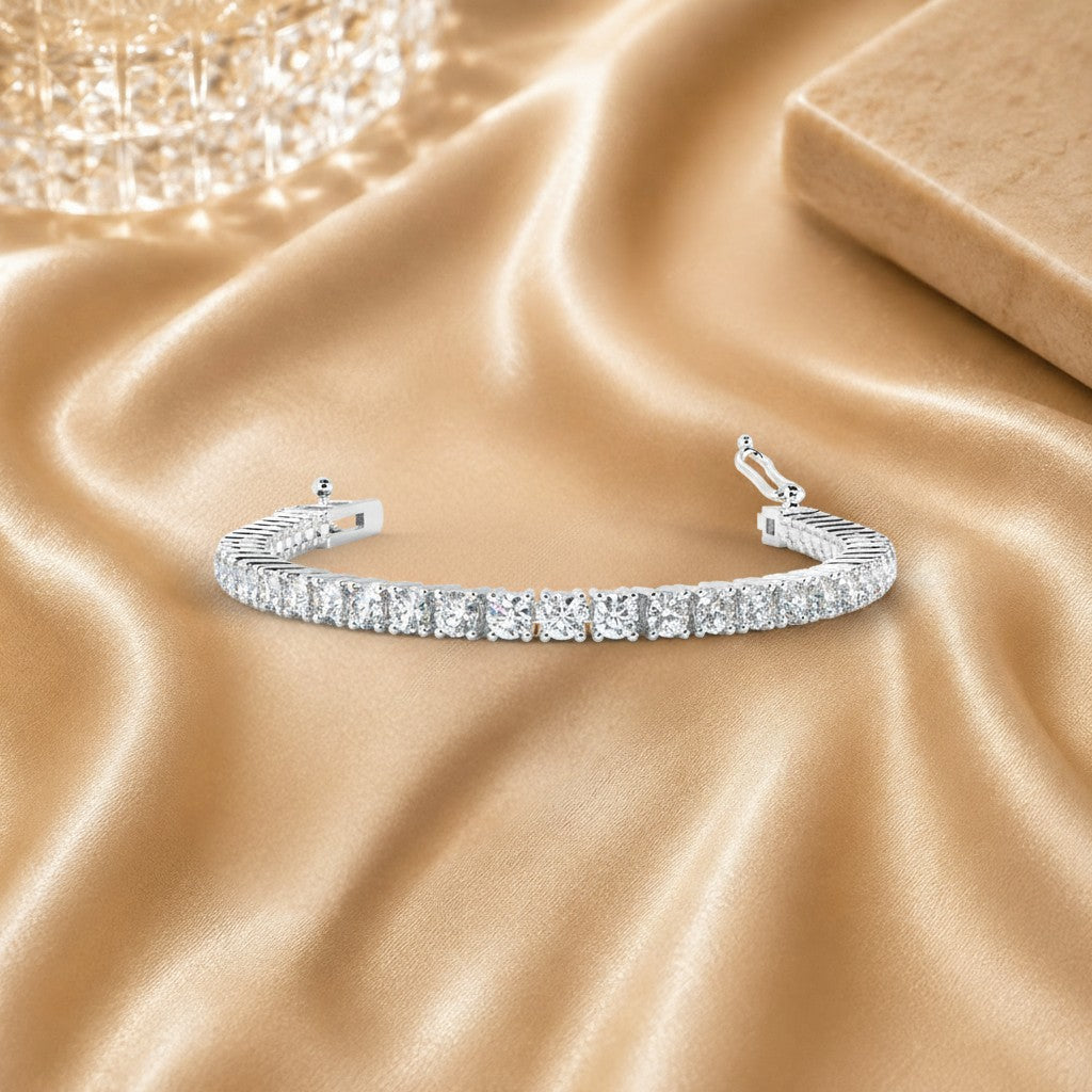 6.00 Ct Natural Diamond Tennis Bracelet In 18k White Gold - 11grams