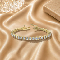 2 00 Ct Natural Round Diamond Tennis Bracelet Hallmarked Yellow Gold - 6.51 Grams