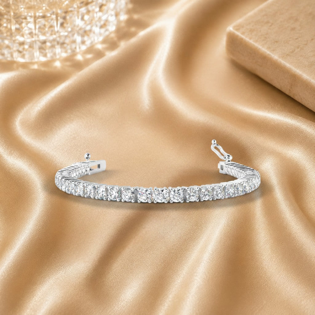 6.50ct Natural Round Diamond Claw Set Tennis Bracelet In Platinum