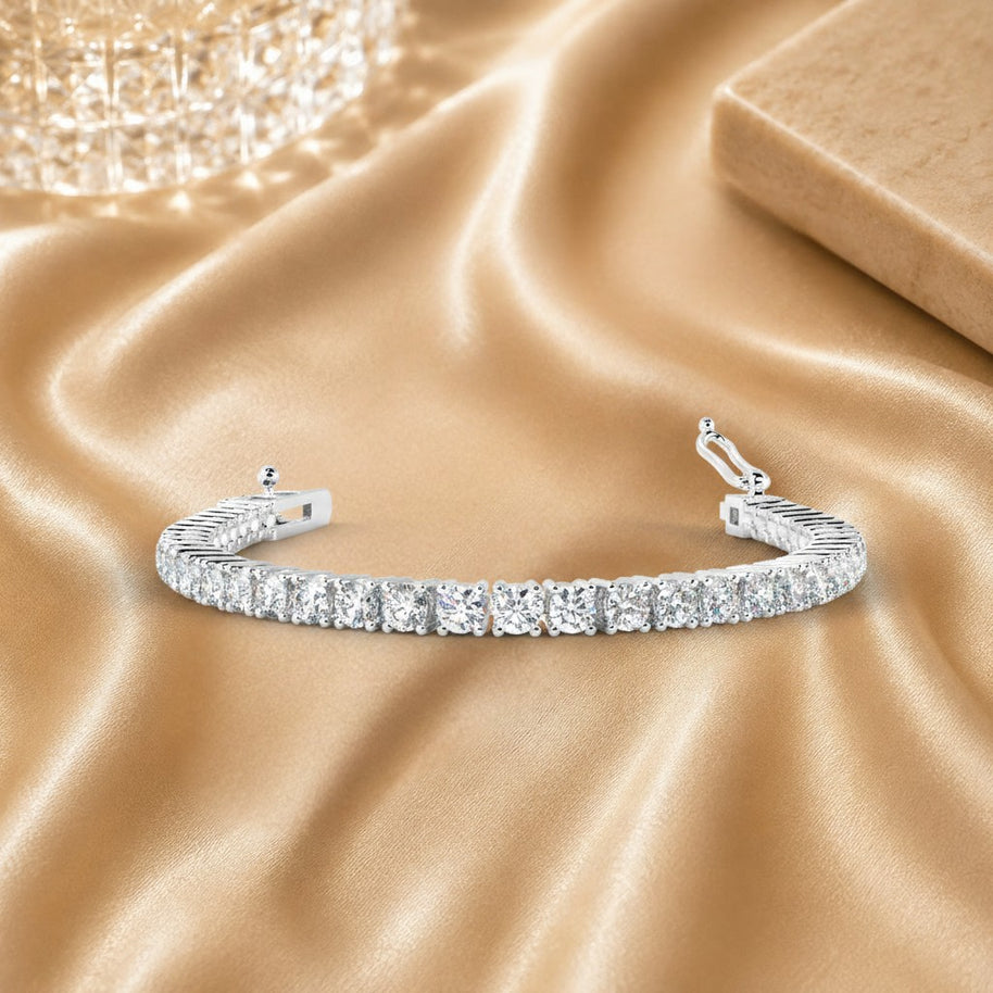 Top Quality 5.00 Carat F/vs Natural Diamond Tennis Bracelet Claw Set In Heavy Platinum