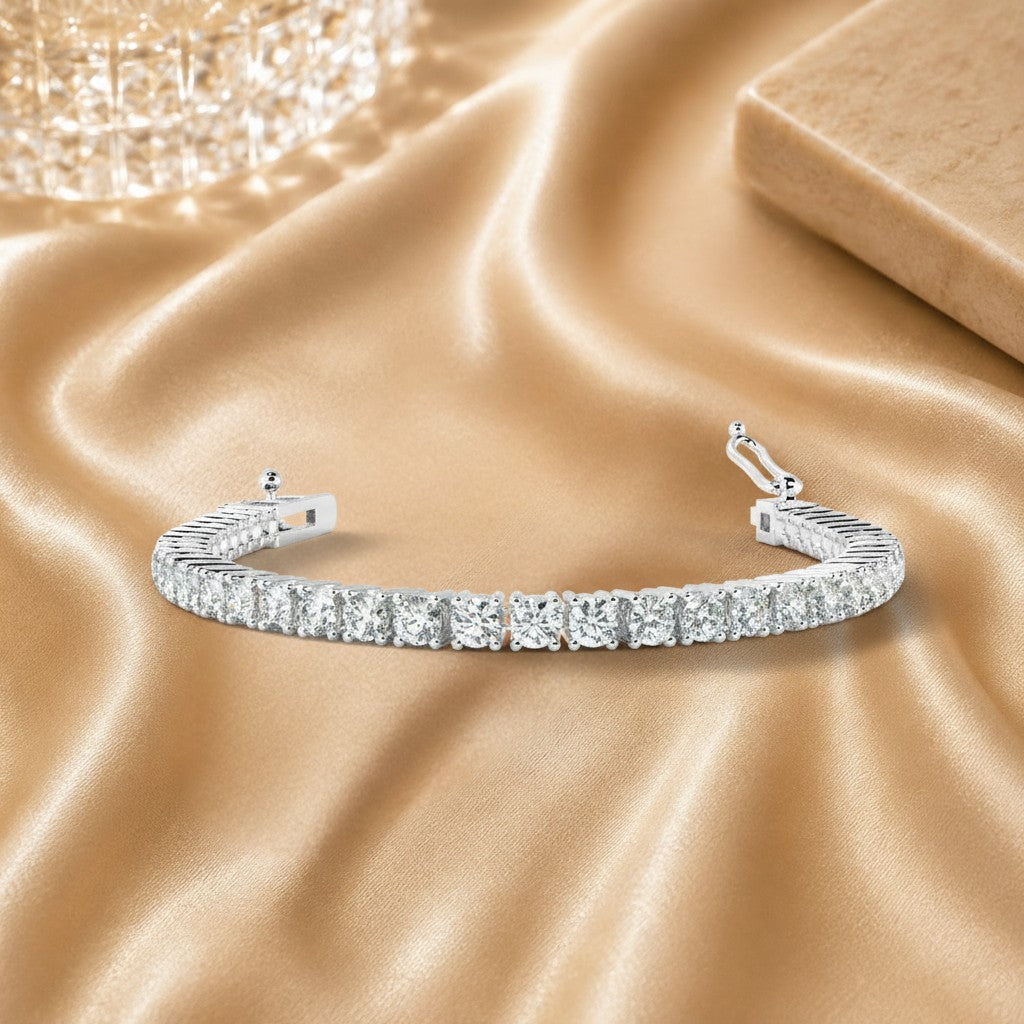 Natural 8.00 Ct D-e/vvs-vs Round Diamond Women's Tennis Bracelets In 18k White Gold
