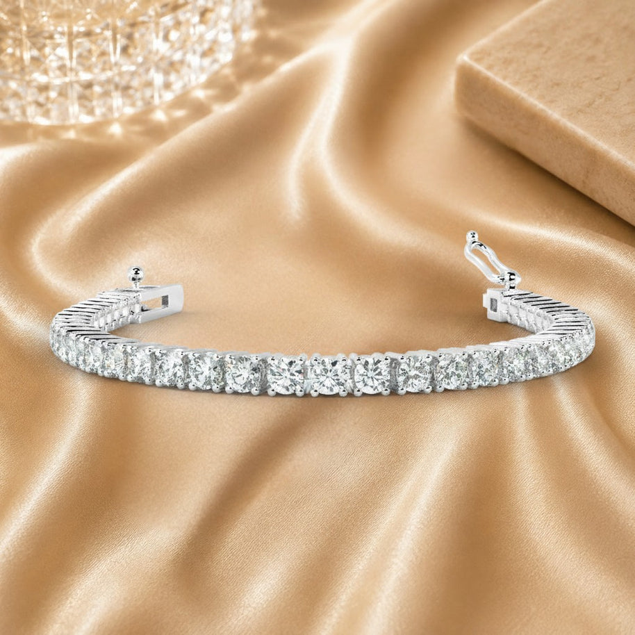 Natural 8.00 Ct D-e/vvs-vs Round Diamond Women's Tennis Bracelets In 18k White Gold