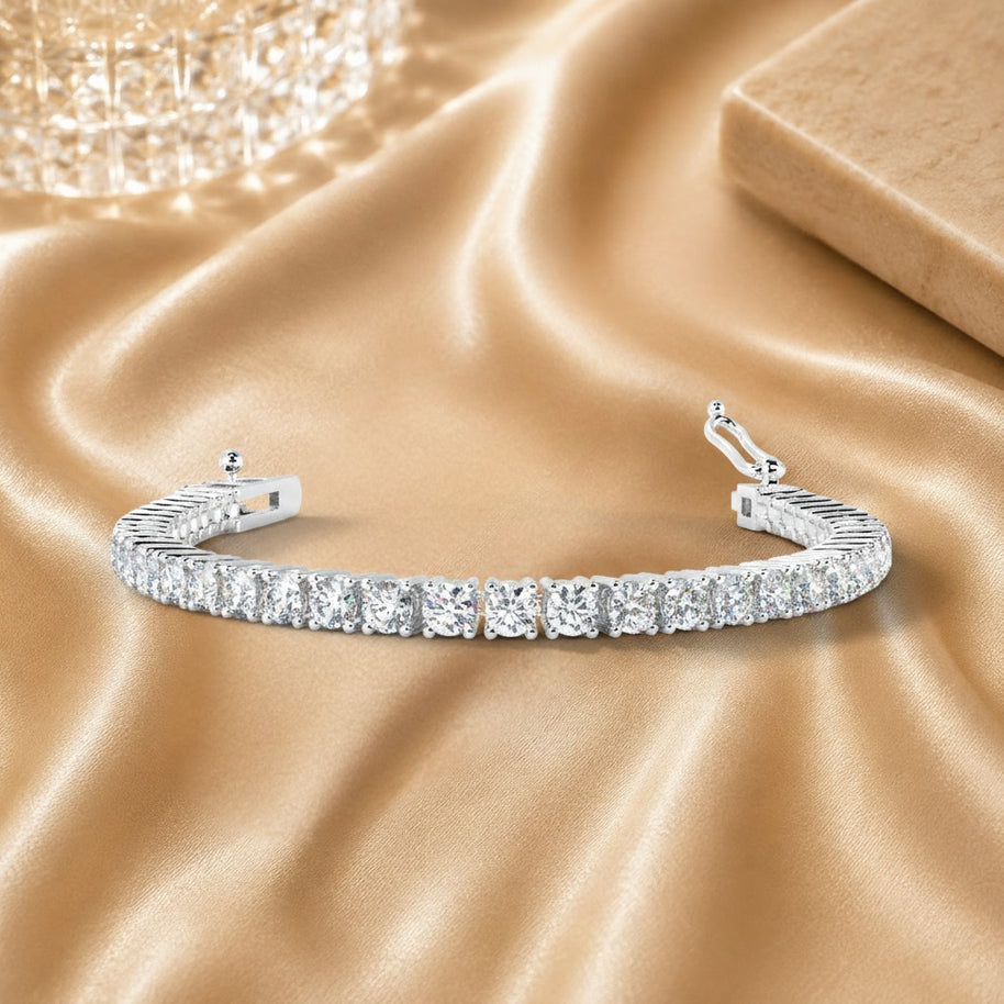 Top Quality 5.00 Carat F/vs Natural Diamond Tennis Bracelet Claw Set In Heavy Platinum
