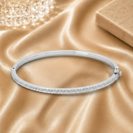 1.00 Ct F/vs Pave Set Natural Round Diamond Bangles In 18k Gold