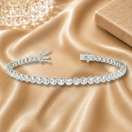 D/vs 2.40 Ct Natural Round Diamond Bezel Set Tennis Bracelet In 18k Gold