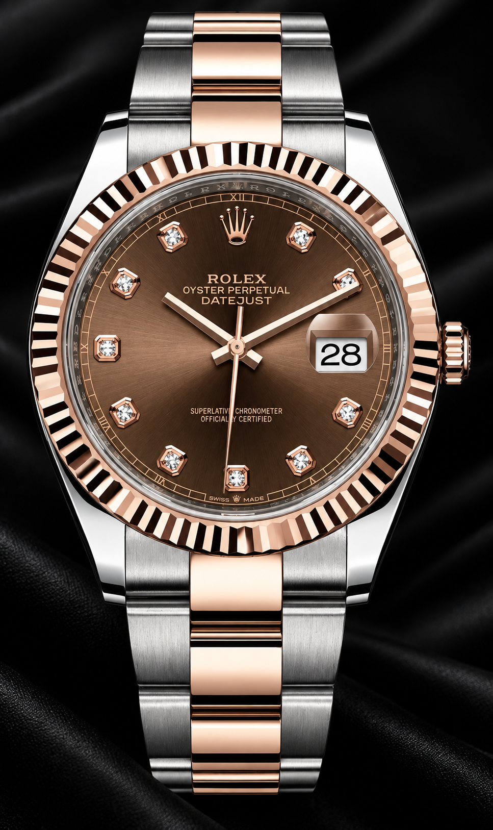 2022 Rolex bi-metal chocolate diamond dial date just 126331